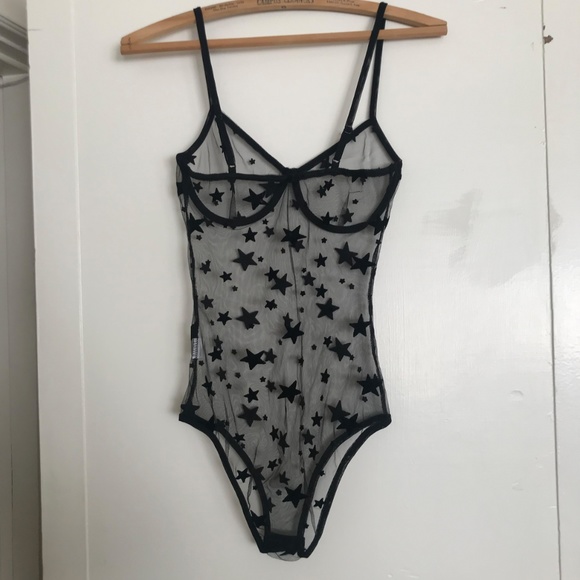 New SHEER VELVET STARS BODY SUIT S/XS - Picture 3 of 8